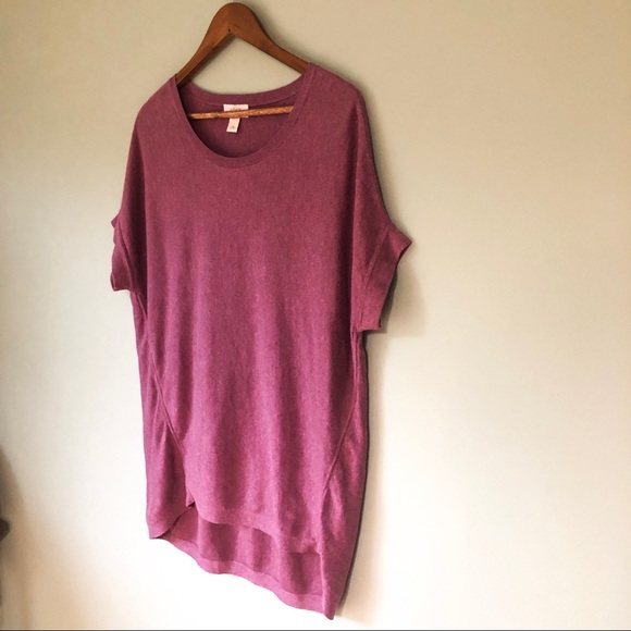 LOFT | Plum Short Sleeve Tunic Knit Sweater Top - Picture 5 of 8